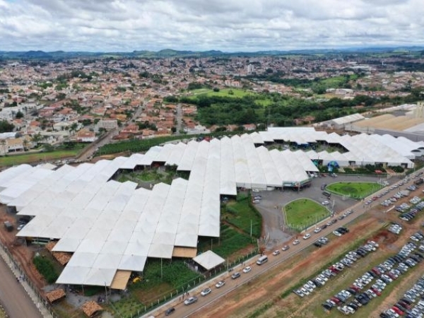 Visão aérea do recinto onde está ocorrendo a FEMAGRI 2020. Foto: Divulgação