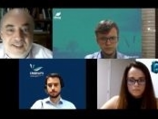 Participantes: João Comércio (ABAG), Lucas Ribeiro (ABAG), Ariadne Caballero (SPVentures), João Menezes (Embrapii) e Mariana Bonora (ABFintechs) . Foto: Divulgação