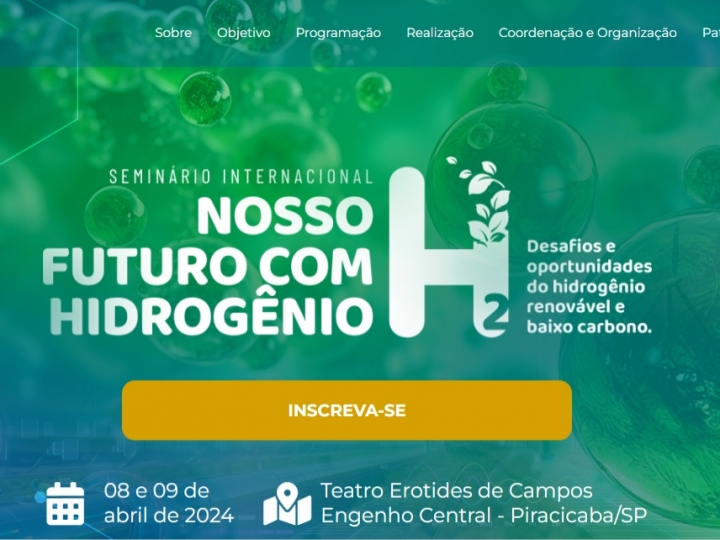Piracicaba sedia Seminário Internacional de Hidrogênio nos dias 8 e 9 de abril