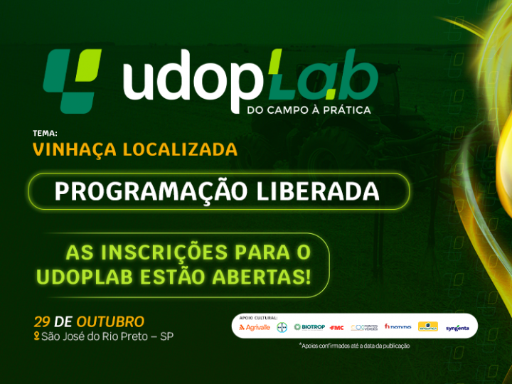 UDOPLab: Vinhaça Localizada abre inscrições e apresenta programação com foco em eficiência e resultados no campo